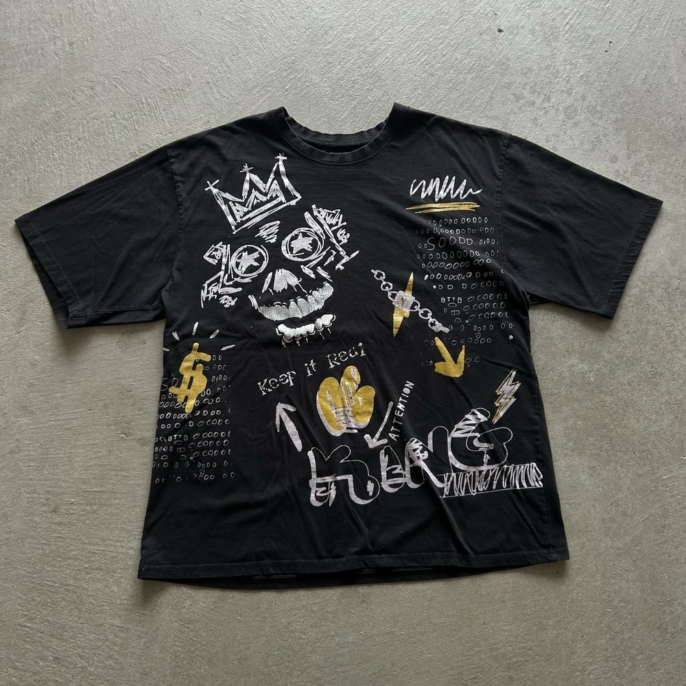 Vintage‎ Y2K Southpole Shirt Size 4XL Big Black All Over Print Graffiti Skater
